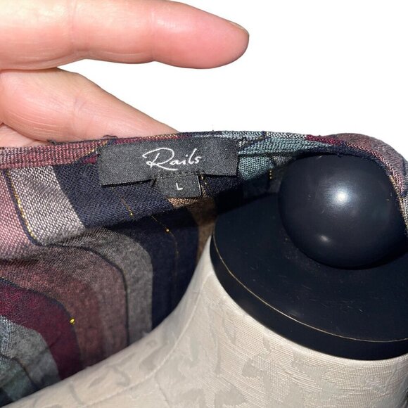 Rails Womens Dress Size Large Multicolor Lola Metallic Wrap Varadero Striped - Picture 3 of 8